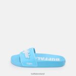 Baby Blue Buffalo Rees flat sandal vegan |Slides F06ZHH910