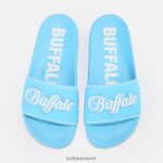 Baby Blue Buffalo Rees flat sandal vegan |Slides F06ZHH910 - Image 3