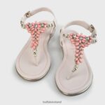 Beige/Coral Buffalo Rosalie vegan flat sandals suede look |Sandals F06ZHH340 - Image 3