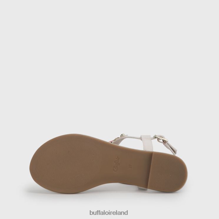 Beige/Coral Buffalo Rosalie vegan flat sandals suede look |Sandals F06ZHH340 - Image 4