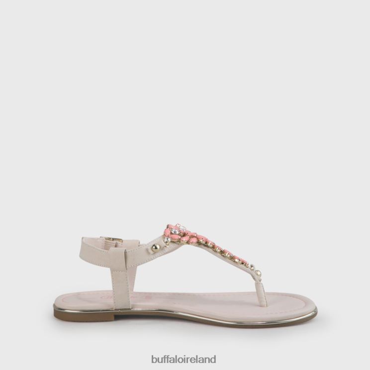 Beige/Coral Buffalo Rosalie vegan flat sandals suede look |Sandals F06ZHH340 - Image 5