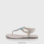 Beige/Light Green Buffalo Rosalie vegan flat sandals suede look |Sandals F06ZHH341