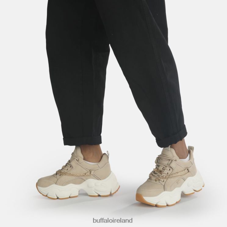 Beige With Golden Chain Buffalo Binary Chain Trainer Low vegan |Sneakers F06ZHH348 - Image 2
