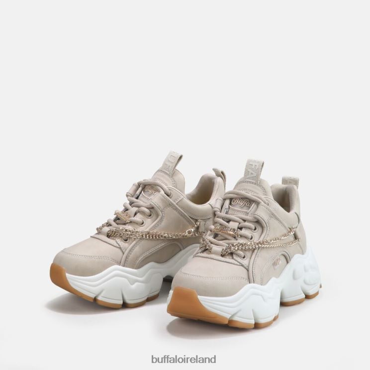 Beige With Golden Chain Buffalo Binary Chain Trainer Low vegan |Sneakers F06ZHH348 - Image 4