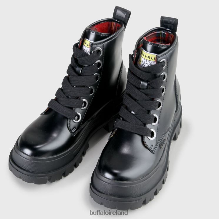 Black Buffalo ASPHA LACE UP HI Bootie Flat vegan |Boots F06ZHH847 - Image 4