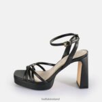 Black Buffalo Cherry Cage Heeled Sandals vegan |Sandals F06ZHH311