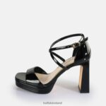 Black Buffalo Cherry Neat Heeled Sandals vegan |Sandals F06ZHH443