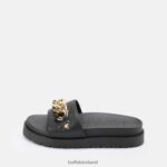 Black Buffalo Eve Chain platform sandals vegan |Slides F06ZHH699