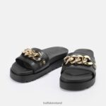 Black Buffalo Eve Chain platform sandals vegan |Slides F06ZHH699 - Image 4
