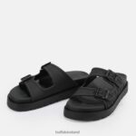 Black Buffalo Eve Sol platform sandals vegan |Slides F06ZHH248 - Image 4