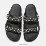 Black Buffalo Eve Stud platform sandals vegan |Slides F06ZHH673 - Image 3