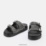 Black Buffalo Eve Stud platform sandals vegan |Slides F06ZHH673 - Image 4