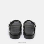 Black Buffalo Eve Stud platform sandals vegan |Slides F06ZHH673 - Image 5