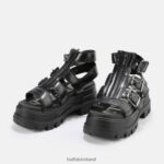 Black Buffalo GLD ZIP platform sandals vegan |Sandals F06ZHH406 - Image 4