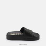 Black Buffalo Lake Quilt platform sandals vegan |Slides F06ZHH796 - Image 7