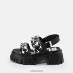 Black Buffalo Lion Chain platform sandal vegan |Sandals F06ZHH902