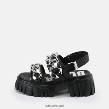 Black Buffalo Lion Chain platform sandal vegan |Sandals F06ZHH902