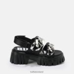 Black Buffalo Lion Chain platform sandal vegan |Sandals F06ZHH902 - Image 7