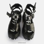 Black Buffalo Lion Choker Platform Sandals vegan |Sandals F06ZHH181 - Image 3