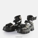 Black Buffalo Lion Choker Platform Sandals vegan |Sandals F06ZHH181 - Image 4