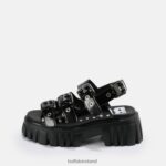 Black Buffalo Lion Hard platform sandal vegan |Sandals F06ZHH721