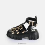 Black Buffalo Lion Teeth Platform Sandals vegan |Sandals F06ZHH159 - Image 2