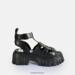 Black Buffalo Lion Teeth Platform Sandals vegan |Sandals F06ZHH159 - Image 6