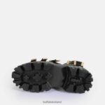 Black Buffalo Lion Teeth Platform Sandals vegan |Sandals F06ZHH159 - Image 7