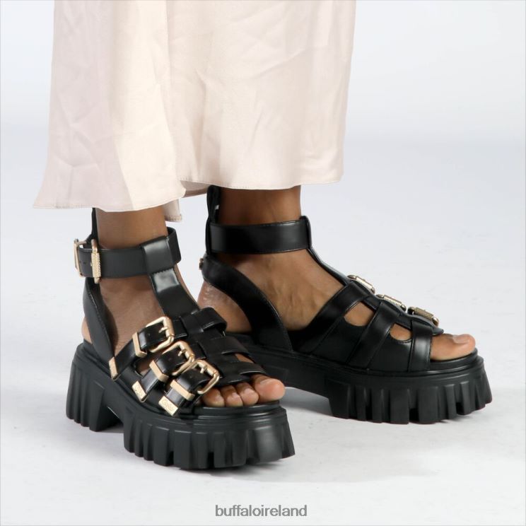 black_buffalo_lion_teeth_platform_sandals_vegan_sandals_f06zhh159.jpg Black Buffalo Lion Teeth Platform Sandals vegan |Sandals F06ZHH159 - Image 1