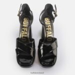 Black Buffalo May Cross heeled sandals vegan |Sandals F06ZHH456 - Image 3