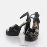 Black Buffalo May Cross heeled sandals vegan |Sandals F06ZHH456 - Image 4