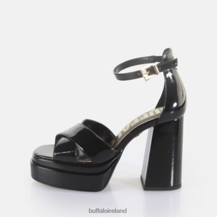 Black Buffalo May Cross heeled sandals vegan |Sandals F06ZHH456