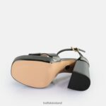 Black Buffalo May Cross Heeled Sandals vegan |Sandals F06ZHH526 - Image 6