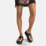 Black Buffalo Perry Thong platform sandals vegan |Slides F06ZHH897 - Image 2