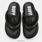 Black Buffalo Rey Flip platform sandals vegan |Slides F06ZHH722 - Image 3