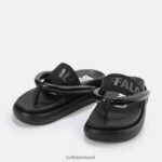 Black Buffalo Rey Flip platform sandals vegan |Slides F06ZHH722 - Image 4