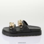 Black/Gold Buffalo Eve Loop Platform Slide vegan |Slides F06ZHH833 - Image 2