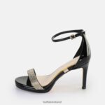 Black/Gold Buffalo Monroe 2 heeled sandal vegan |Sandals F06ZHH222