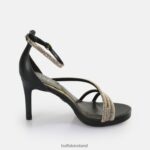 Black/Gold Buffalo Serena Shine heeled sandal vegan |Sandals F06ZHH624 - Image 5