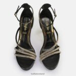 Black/Gold Buffalo Serena Shine heeled sandal vegan |Sandals F06ZHH624 - Image 6
