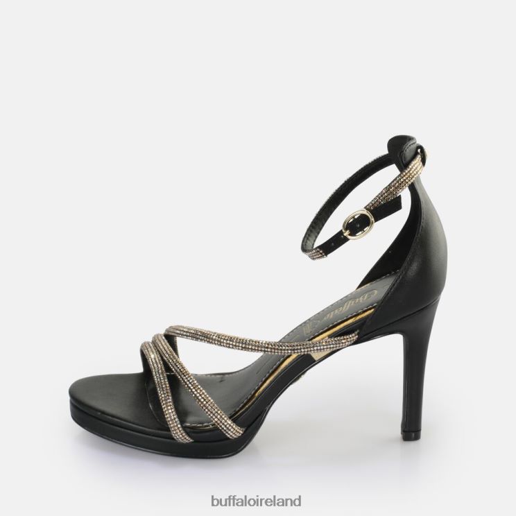 black_gold_buffalo_serena_shine_heeled_sandal_vegan_sandals_f06zhh624.jpg Black/Gold Buffalo Serena Shine heeled sandal vegan |Sandals F06ZHH624 - Image 1