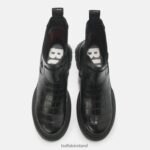 Black In Crocodile Pattern Buffalo Simona Bootie Flat vegan |Boots F06ZHH459 - Image 3