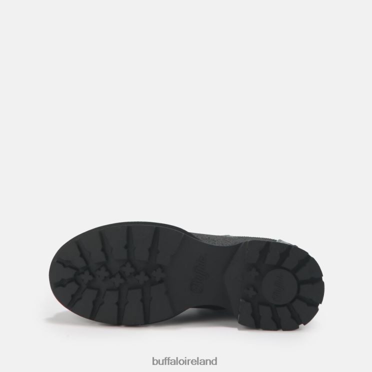 Black In Crocodile Pattern Buffalo Simona Bootie Flat vegan |Boots F06ZHH459 - Image 6