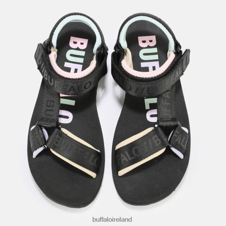 Black/Multi Buffalo Sage Track platform sandals vegan |Sandals F06ZHH741 - Image 3
