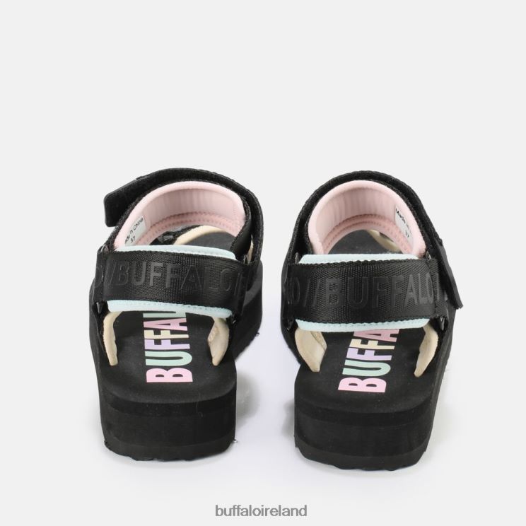 Black/Multi Buffalo Sage Track platform sandals vegan |Sandals F06ZHH741 - Image 5