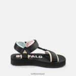 Black/Multi Buffalo Sage Track platform sandals vegan |Sandals F06ZHH741 - Image 7