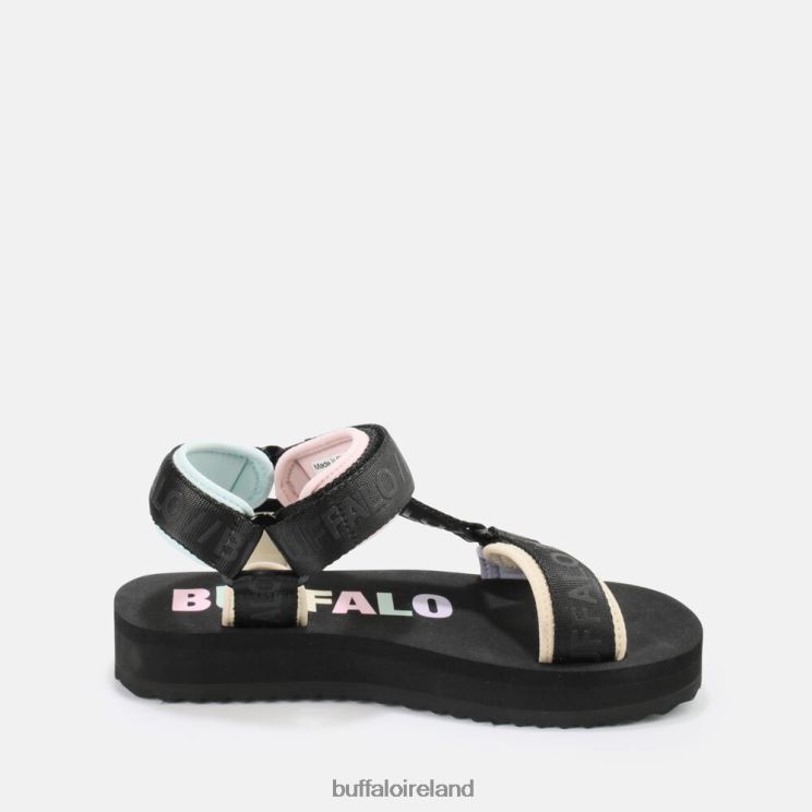 Black/Multi Buffalo Sage Track platform sandals vegan |Sandals F06ZHH741 - Image 7