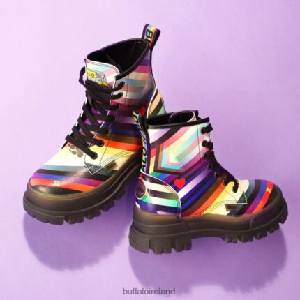 Black/Rainbow Buffalo Aspha RLD Ankle-Boot vegan |Boots F06ZHH866