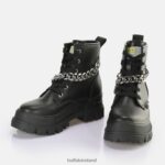 Black/Silver Buffalo Aspha Chain Ankle Boot vegan |Boots F06ZHH473 - Image 4