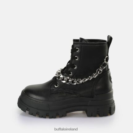 Black/Silver Buffalo Aspha Chain Ankle Boot vegan |Boots F06ZHH473